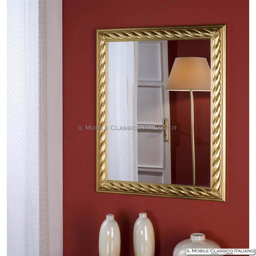Specchio da parete DKD Home Decor Specchio Dorato Resina Foglia della  pianta (38 x 2,6 x 48 cm)
