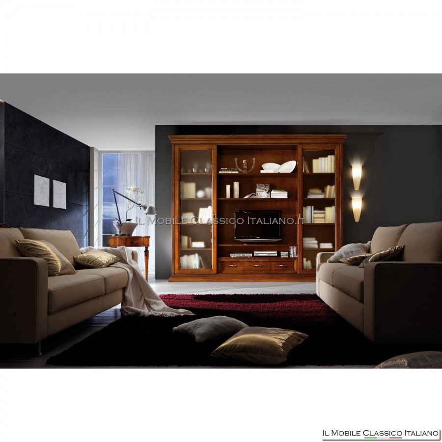 Equipped wall, bookcase, smooth TV stand 0777