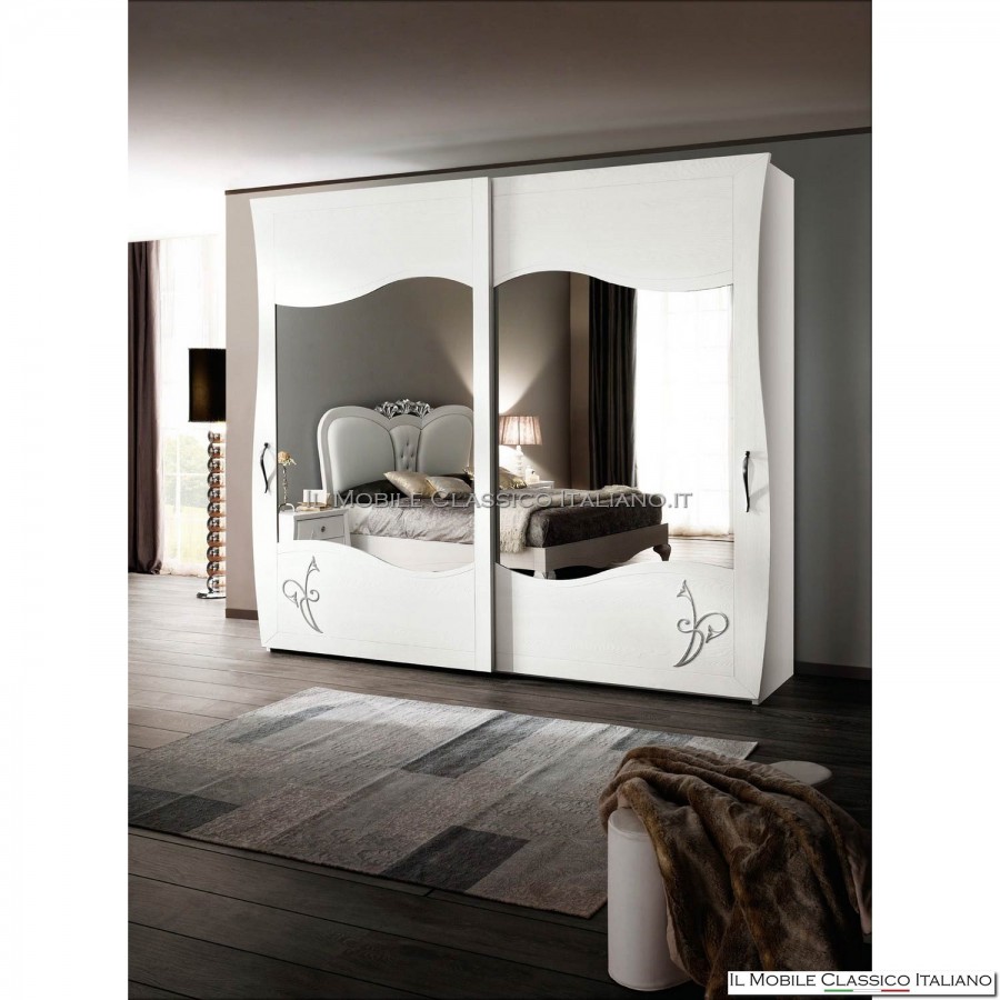 Wardrobe with 2 sliding doors with mirrors and decoration art. 4543/291