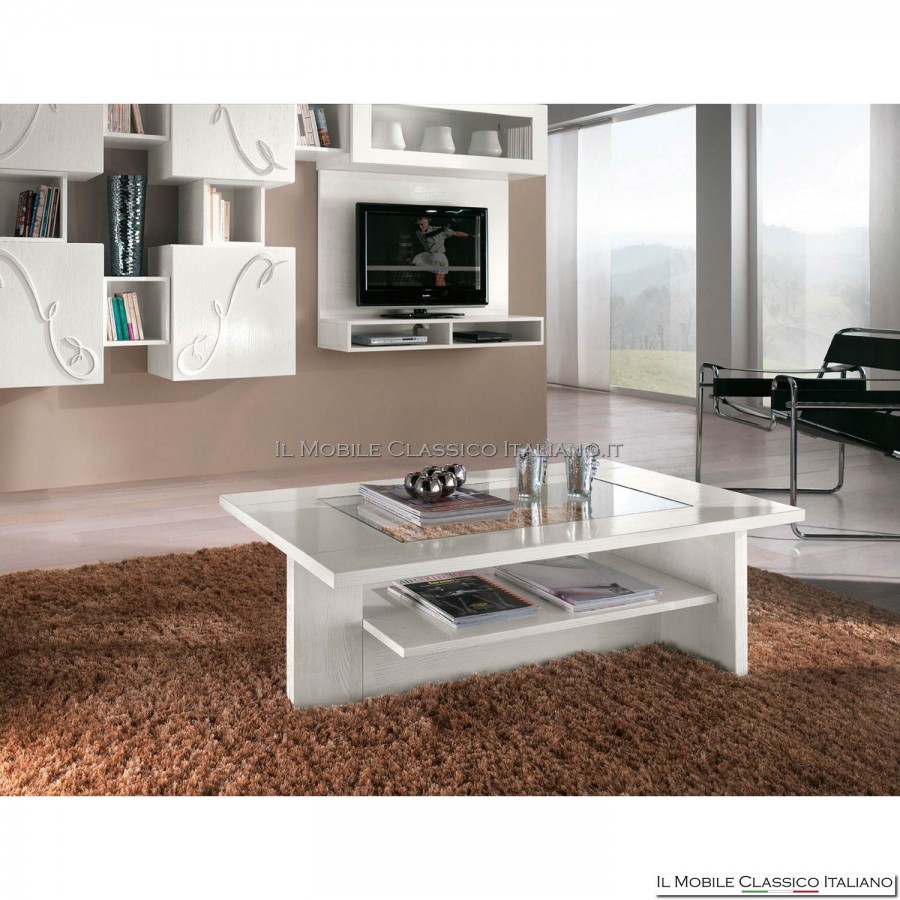 Rectangular coffee table with glass top art. 4009