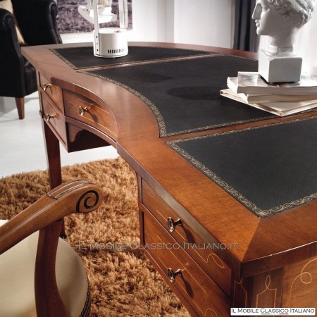Walnut crescent desk with leather top cod. 678P