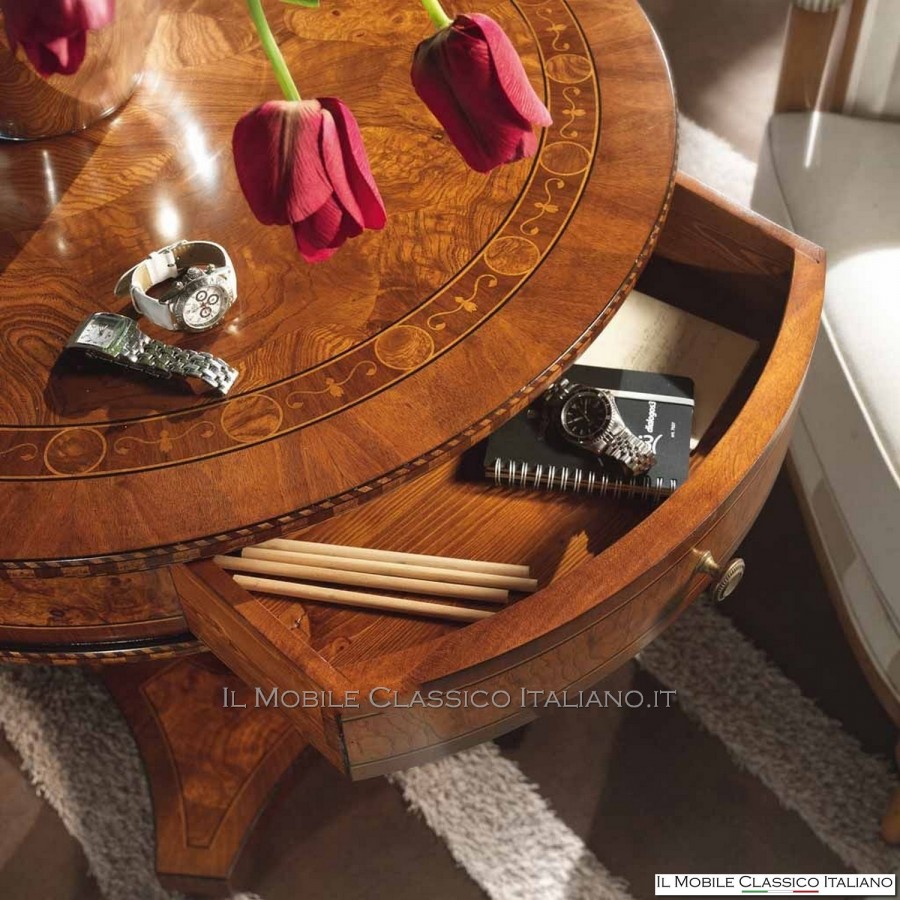 Tavolino Rotondo in Legno Classico Omero