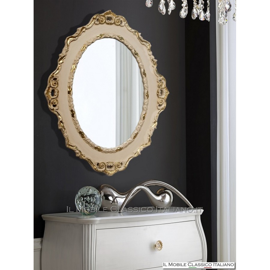 Classic carved oval mirror