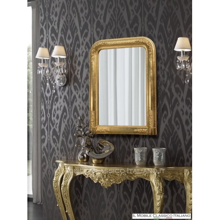 Rectangular mirror with golden frame