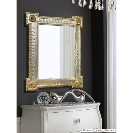 Miroir décoratif rectangulaire avec cadre en feuille