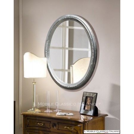 Contemporary oval mirror silver leaf 70066