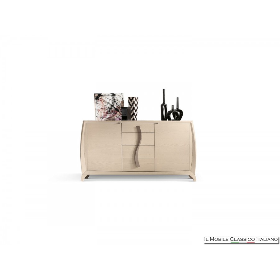 Credenza Luna Glamour con traforo 2 porte e 4 cassetti. Mobili soggiorno  moderni