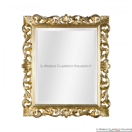 Golden baroque rectangular mirror