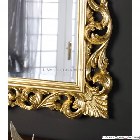 Golden baroque rectangular mirror