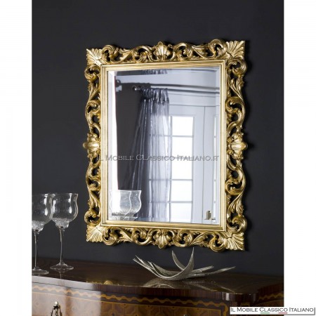 Golden baroque rectangular mirror