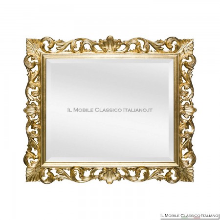 Golden baroque rectangular mirror