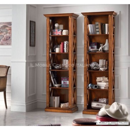 Libreria classica in legno con fianchi a croce - Librerie classiche