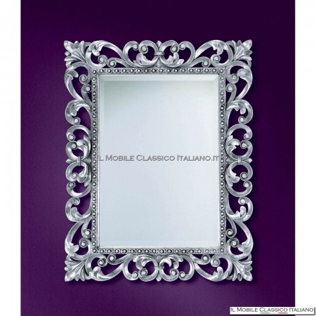 baroque mirror in silver leaf wood