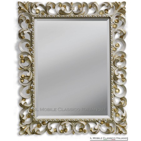 baroque mirror in ivory wood and gold leaf