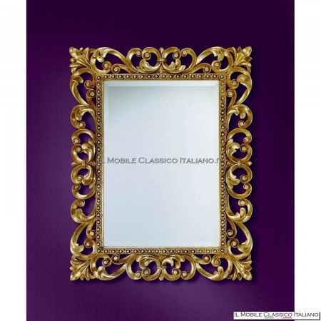 Miroir de style baroque en feuille d'or